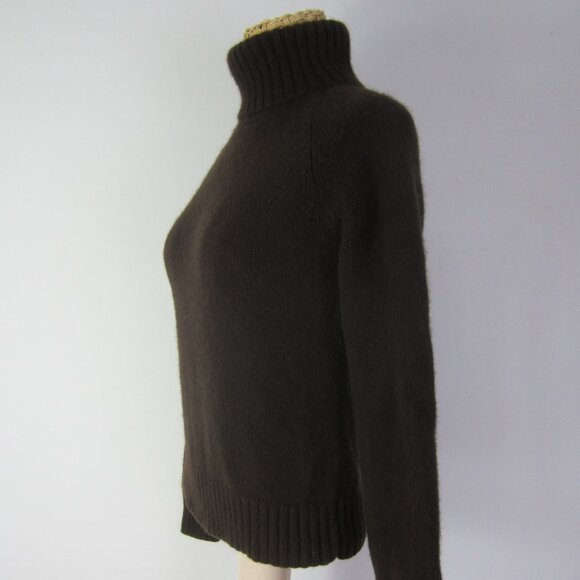 Vtg Ralph Lauren Women S Brown Cashmere Merino Wool Angora  Turtleneck Sweater - Picture 5 of 7